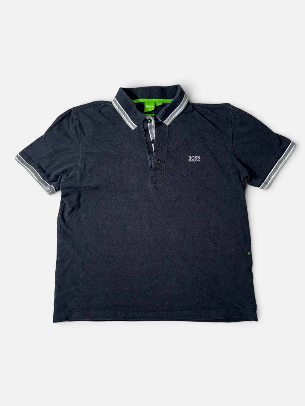 Hugo Boss mens XL modern fit black cotton pique polo shirt EUC